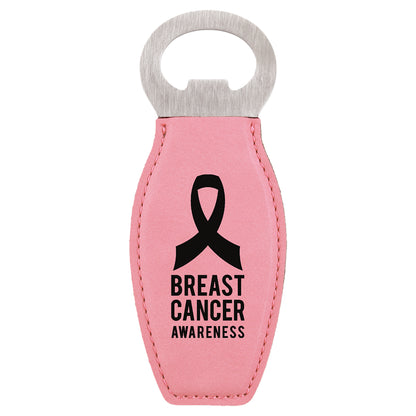  Personalized Laser Engraved Pink Leatherette Bottle Opener with Magnet