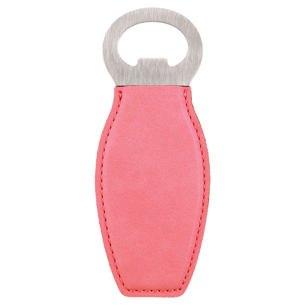 Personalized Laser Engraved Pink  Leatherette Bottle Opener with Magnet