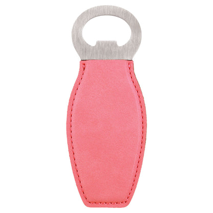 Personalized Laser Engraved Pink  Leatherette Bottle Opener with Magnet