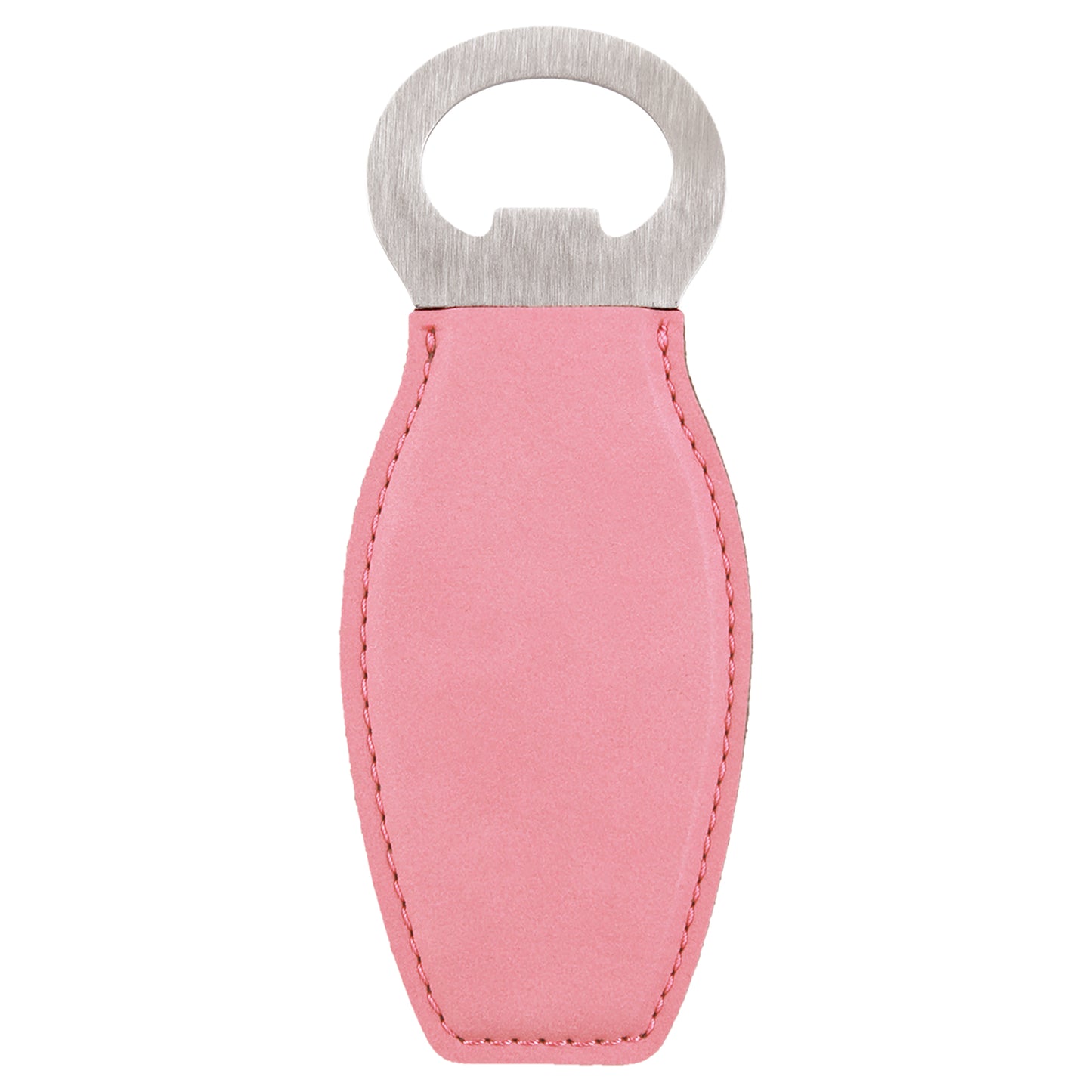 Personalized Laser Engraved Pink Leatherette Bottle Opener with Magnet