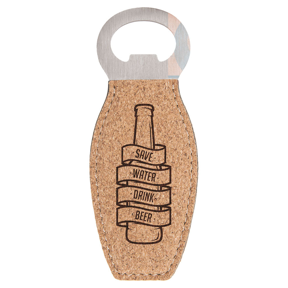 Personalized Laser Engraved Cork Bottle Opener with Magnet