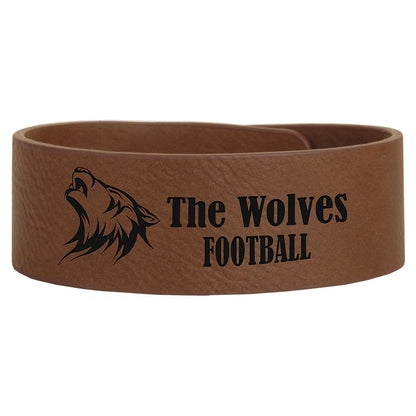 Personalized Laser Engraved 9 1/2" x 1" Dark Brown  Leatherette Cuff Bracelet