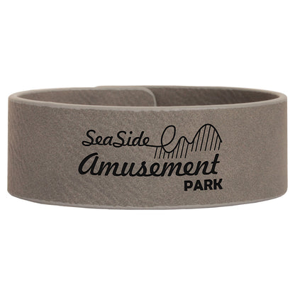 Personalized Laser Engraved 9 1/2" x 1" Gray  Leatherette Cuff Bracelet