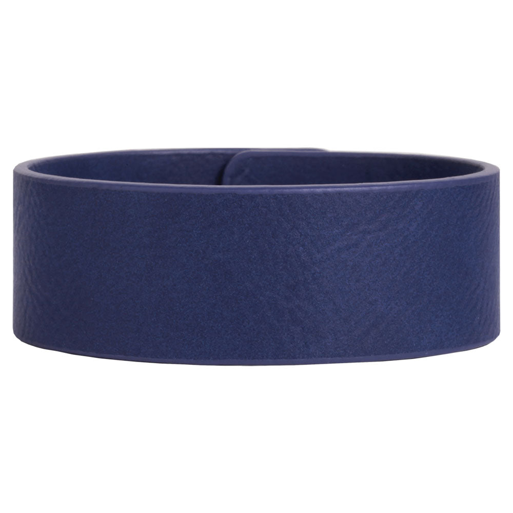 Personalized Laser Engraved 9 1/2" x 1" Blue/Black  Leatherette Cuff Bracelet