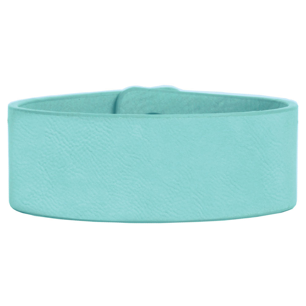 Personalized Laser Engraved 9 1/2" x 1" Teal  Leatherette Cuff Bracelet