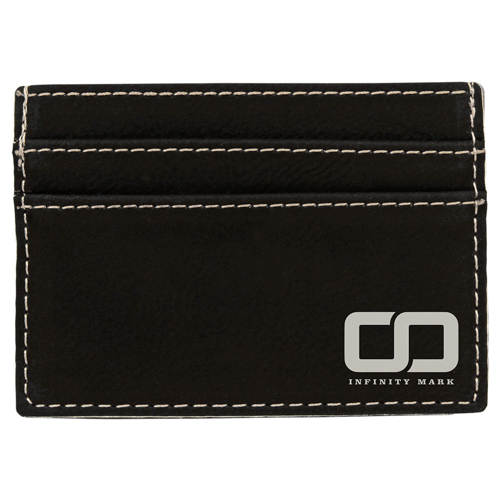 Personalized Laser Engraved 4" x 2 3/4" Gray  Leatherette Wallet Clip