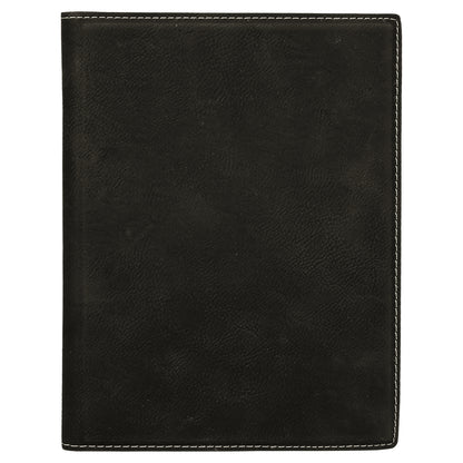 Personalized Laser Engraved 9 1/2" x 12" Black/Silver Laserable Leatherette Portfolio with Notepad