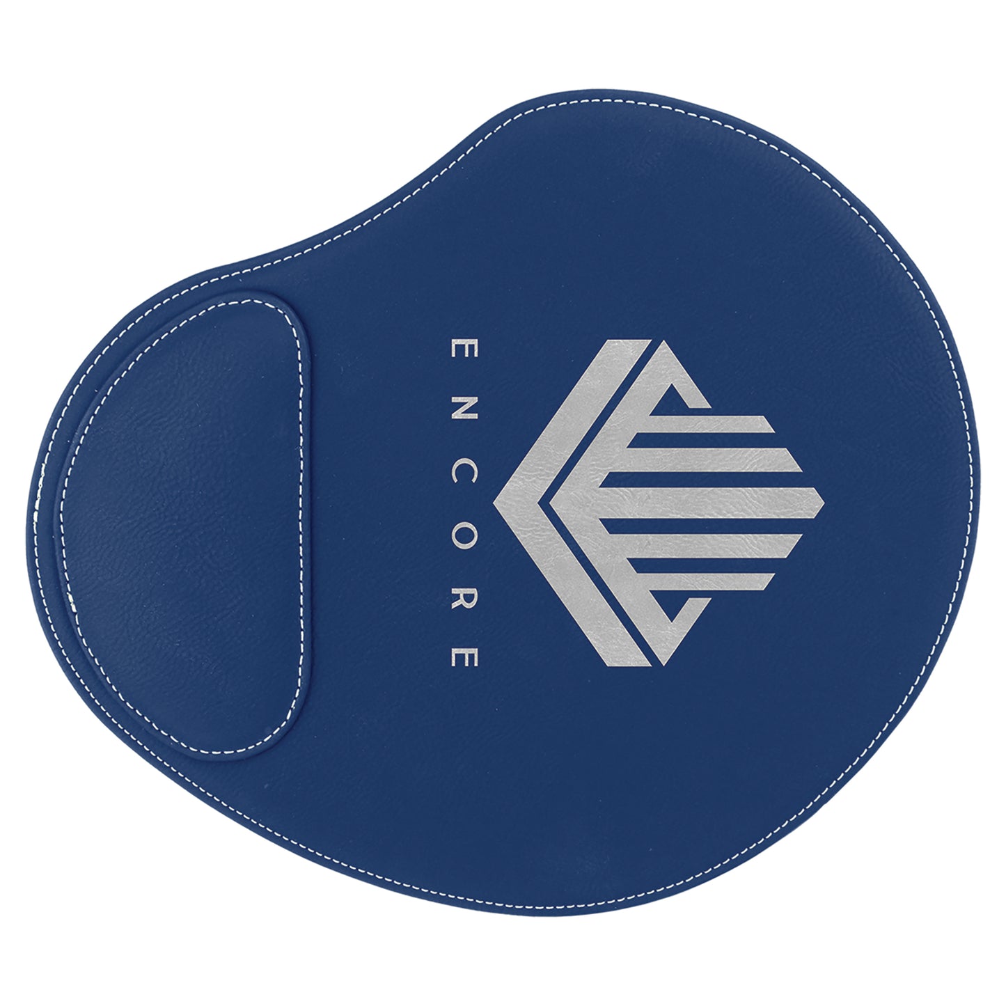 Personalized Laser Engraved 9" x 10 1/4" Blue/Silver  Leatherette Mouse Pad