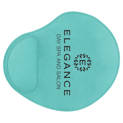 Personalized Laser Engraved 9" x 10 1/4" Teal  Leatherette Mouse Pad