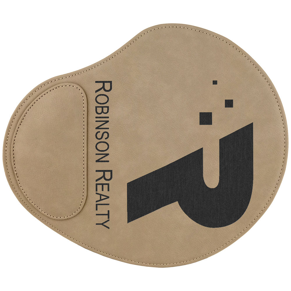 Personalized Laser Engraved 9" x 10 1/4" Light Brown  Leatherette Mouse Pad