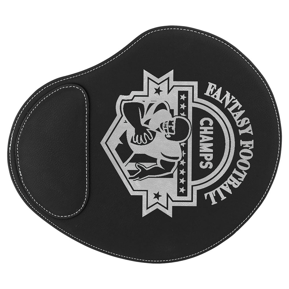 Personalized Laser Engraved 9" x 10 1/4" Black/Silver  Leatherette Mouse Pad