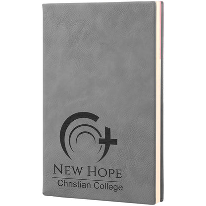 Personalized Laser Engraved 5 1/4" x 8 1/4" Gray  Leatherette Journal