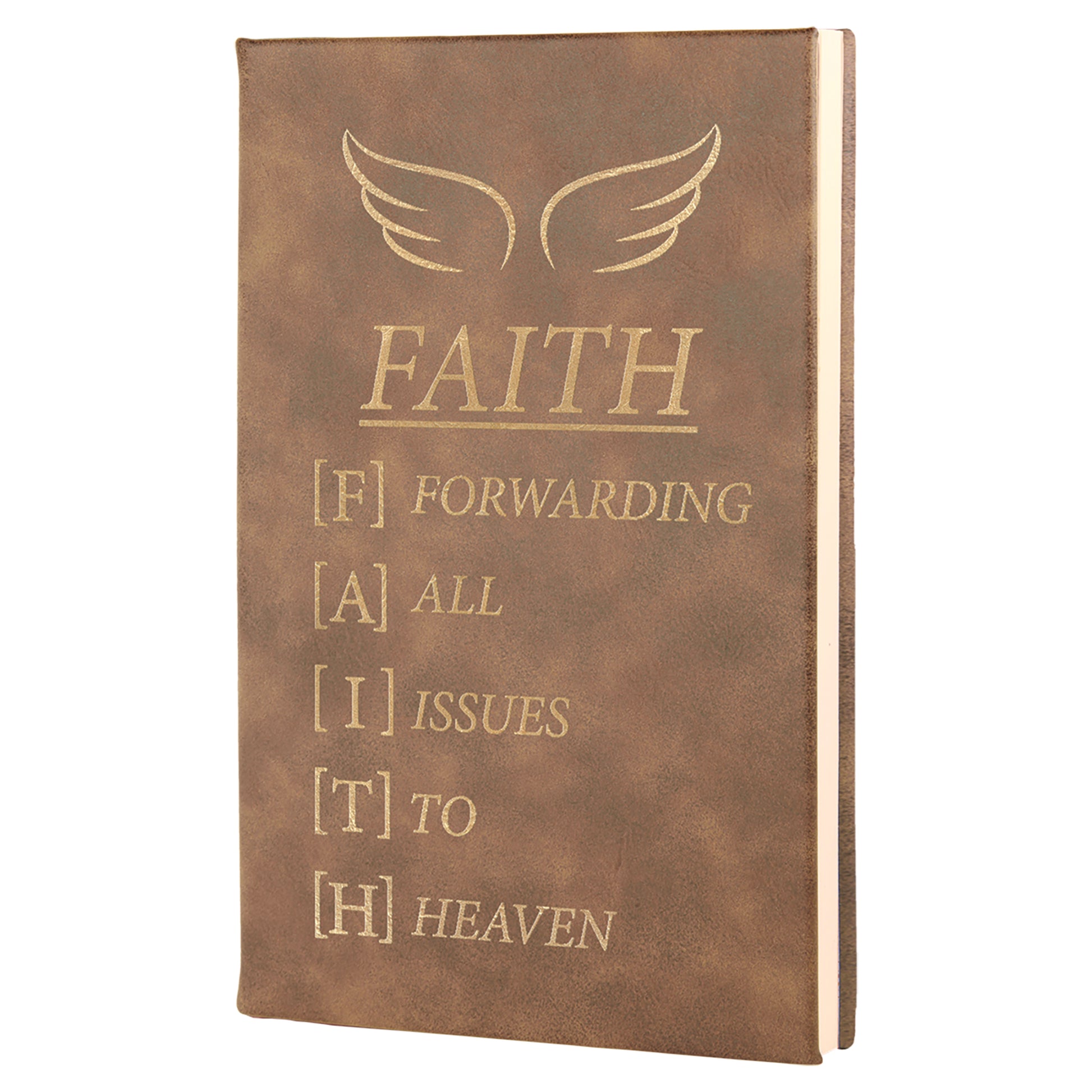  Personalized Laser Engraved 5 1/4" x 8 1/4" Rustic/Gold Leatherette Journal