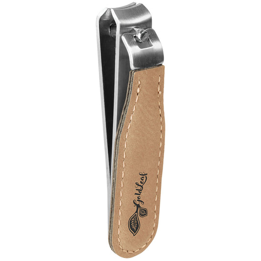 Personalized Laser Engraved Light Brown  Leatherette Nail Clipper