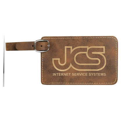 Personalized Laser Engraved 4 1/4" x 2 3/4" Rustic/Gold  Leatherette Luggage Tag