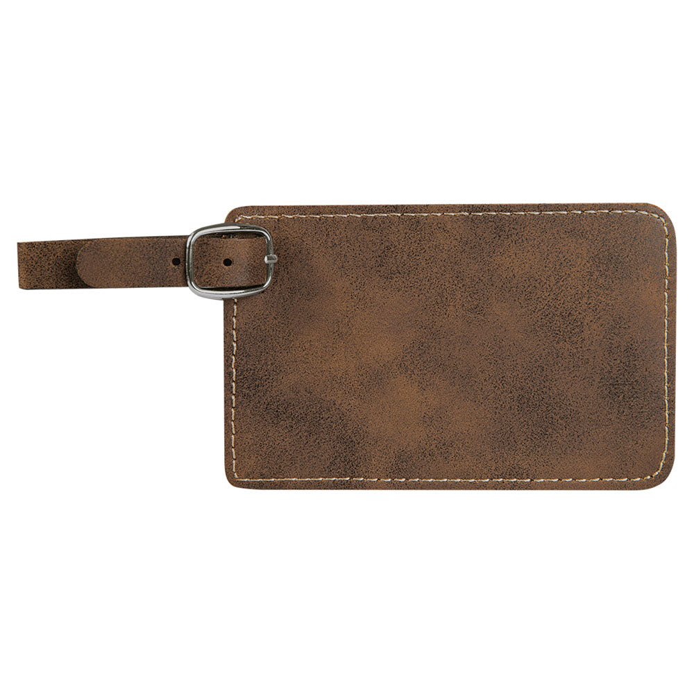 Personalized Laser Engraved 4 1/4" x 2 3/4" Rustic/Gold  Leatherette Luggage Tag