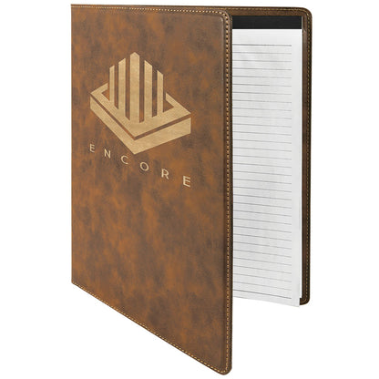 Personalized Laser Engraved 9 1/2" x 12" Rustic/Gold Laserable Leatherette Portfolio with Notepad