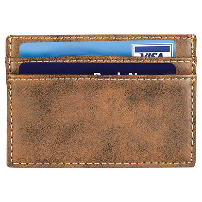 Personalized Laser Engraved 4" x 2 3/4" Rustic/Gold  Leatherette Wallet Clip