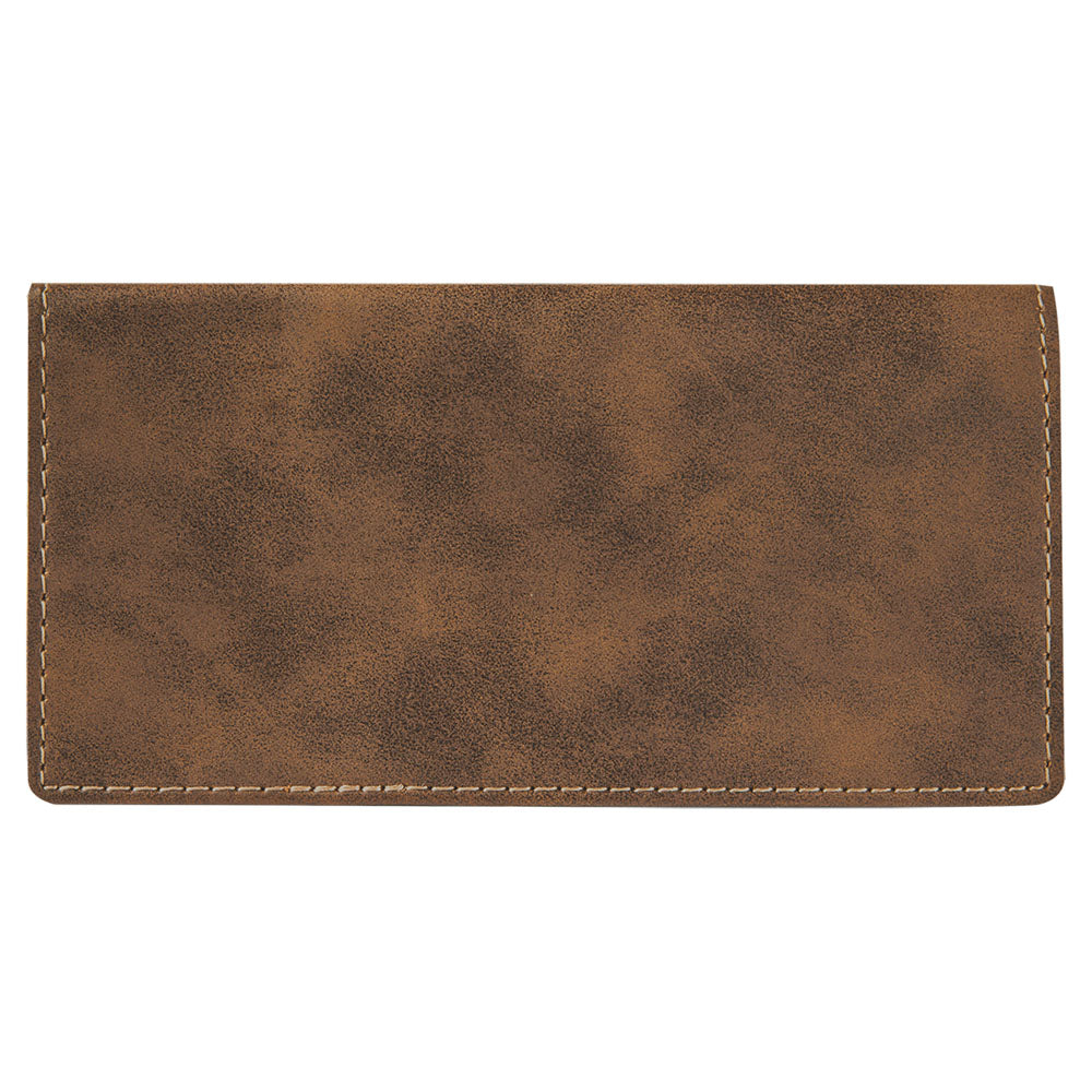 Personalized Laser Engraved 6 3/4" x 3 1/2" Rustic/Gold  Leatherette Checkbook Cover