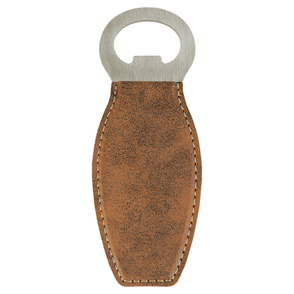 Personalized Laser Engraved  Rustic/Gold Leatherette Magnetic Bottle Opener