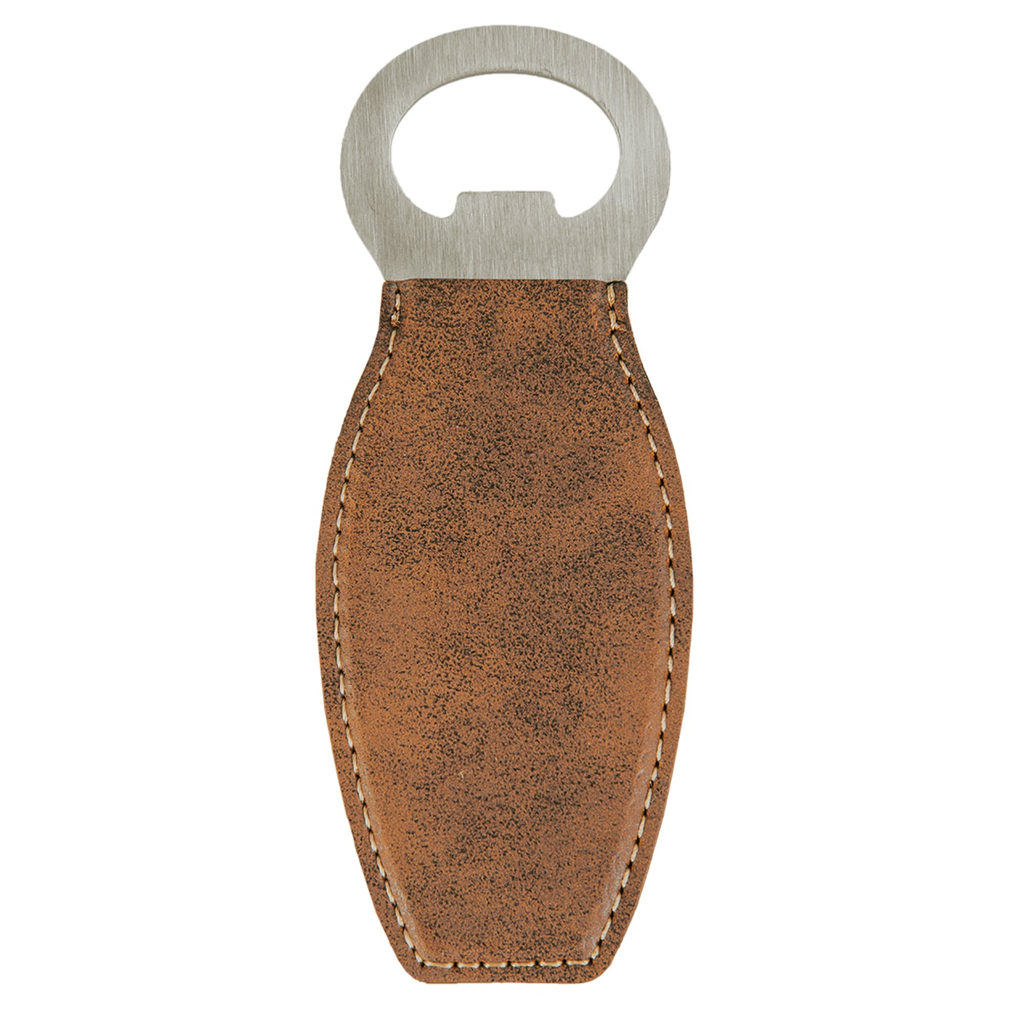 Personalized Laser Engraved Rustic/Gold Leatherette Bottle Opener with Magnet