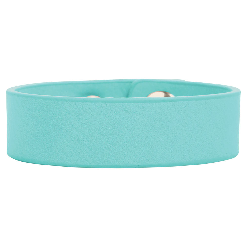 Personalized Laser Engraved 8 1/2" x 3/4" Teal  Leatherette Youth Cuff Bracelet