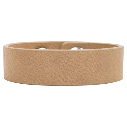 Personalized Laser Engraved 8 1/2" x 3/4" Light Brown  Leatherette Youth Cuff Bracelet