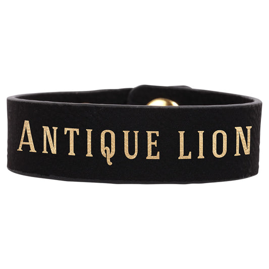 Personalized Laser Engraved 8 1/2" x 3/4" Black/Gold  Leatherette Youth Cuff Bracelet