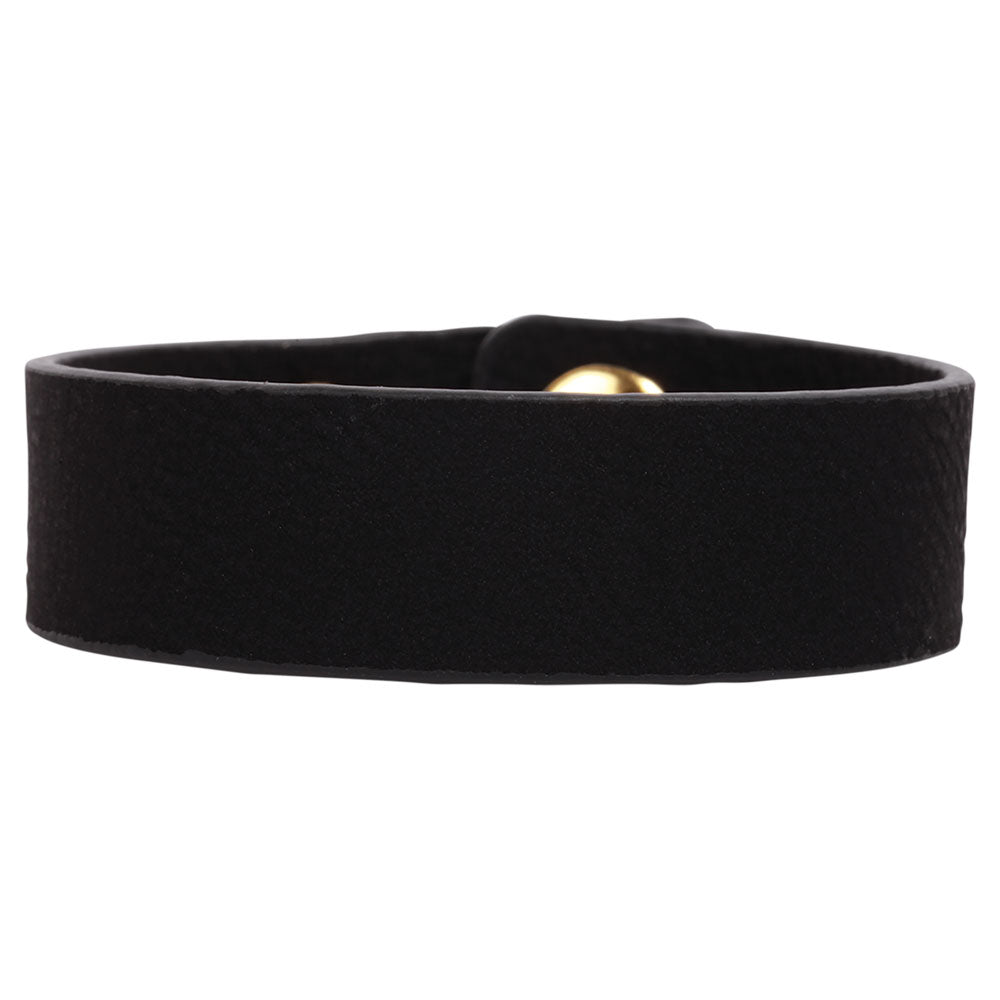 Personalized Laser Engraved 8 1/2" x 3/4" Black/Gold  Leatherette Youth Cuff Bracelet