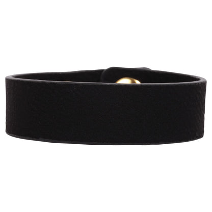 Personalized Laser Engraved 8 1/2" x 3/4" Black/Gold  Leatherette Youth Cuff Bracelet