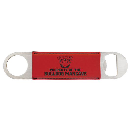 Personalized Laser Engraved  Red Leatherette Bottle Opener