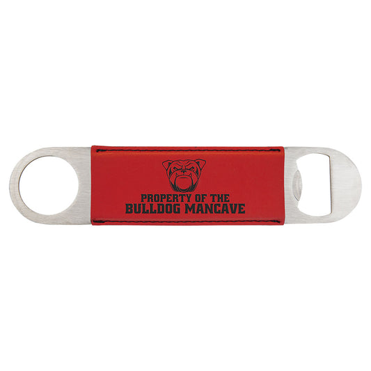 Personalized Laser Engraved 1 1/2" x 7" Red  Leatherette Bottle Opener