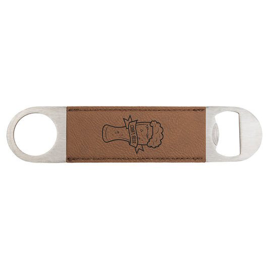 Personalized Laser Engraved 1 1/2" x 7" Dark Brown  Leatherette Bottle Opener