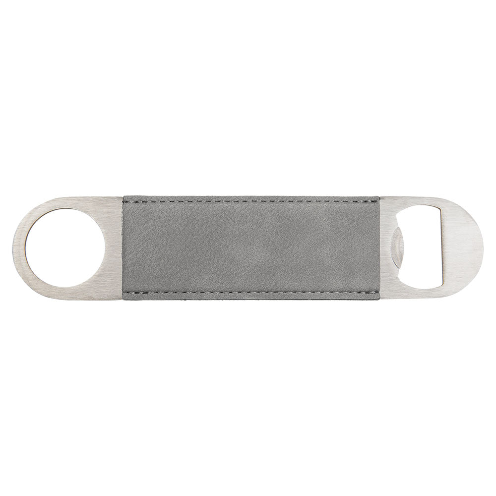 Personalized Laser Engraved 1 1/2" x 7" Gray  Leatherette Bottle Opener