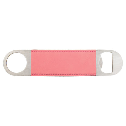 Personalized Laser Engraved 1 1/2" x 7" Pink  Leatherette Bottle Opener