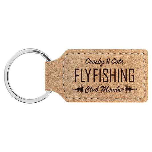 Personalized Laser Engraved 2 3/4" x 1 1/4" Cork Rectangle Keychain