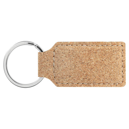 Personalized Laser Engraved 2 3/4" x 1 1/4" Cork Rectangle Keychain