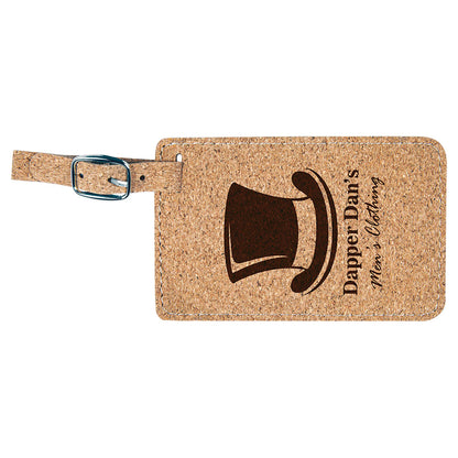 Personalized Laser Engraved 4 1/4" x 2 3/4" Cork Luggage Tag