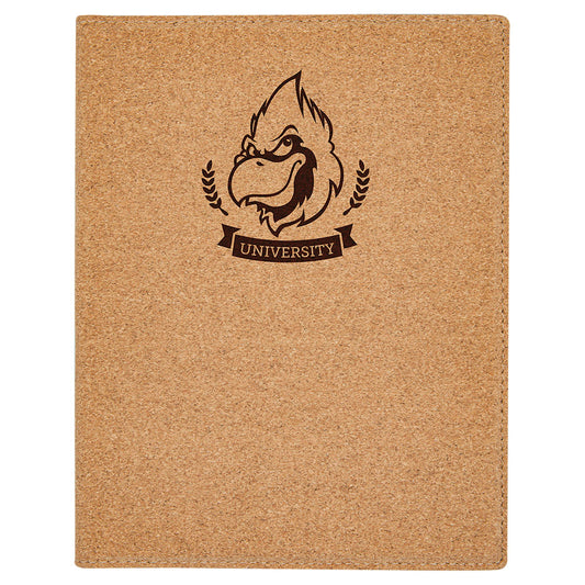  Personalized Laser Engraved 7" x 9" Small Cork Portfolio with Notepad