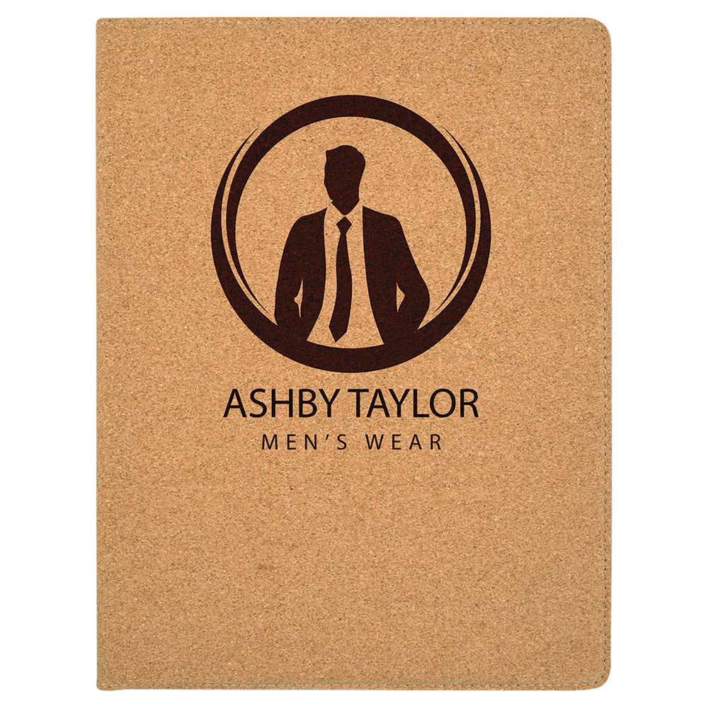 Personalized Laser Engraved 7" x 9" Small Cork Portfolio with Notepad