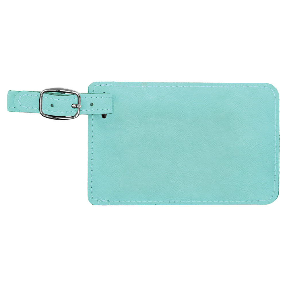 Personalized Laser Engraved 4 1/4" x 2 3/4" Teal  Leatherette Luggage Tag