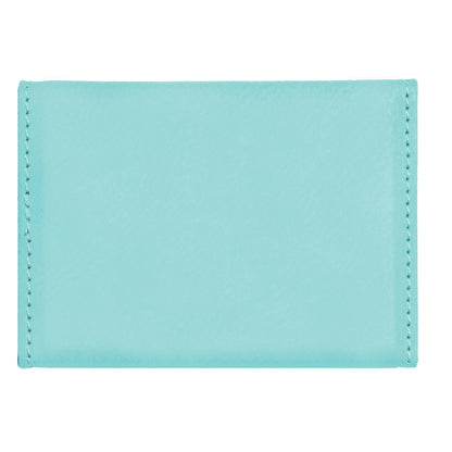 Personalized Laser Engraved 3 3/4" x 2 3/4" Teal  Leatherette Hard Business Card Holder