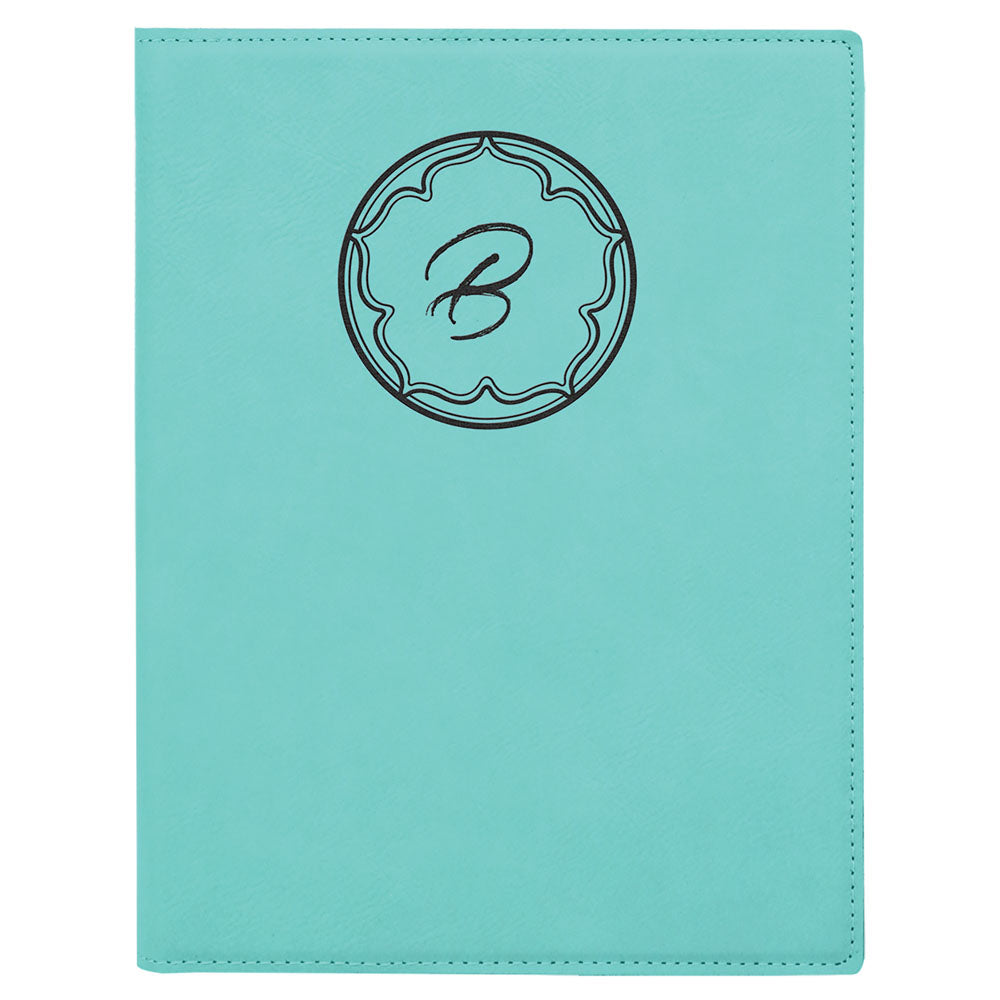 Personalized Laser Engraved 7" x 9" Teal Laserable Leatherette Small Portfolio with Notepad