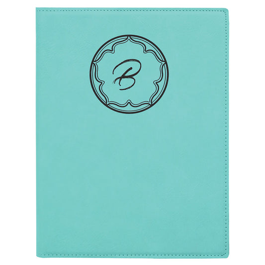 Personalized Laser Engraved 7" x 9" Teal Laserable Leatherette Small Portfolio with Notepad