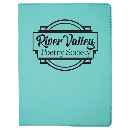 Personalized Laser Engraved 7" x 9" Teal Laserable Leatherette Small Portfolio with Notepad