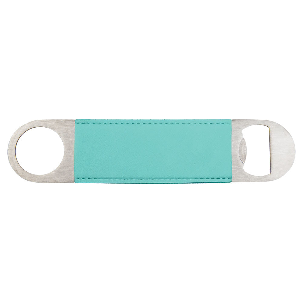 Personalized Laser Engraved 1 1/2" x 7" Teal  Leatherette Bottle Opener