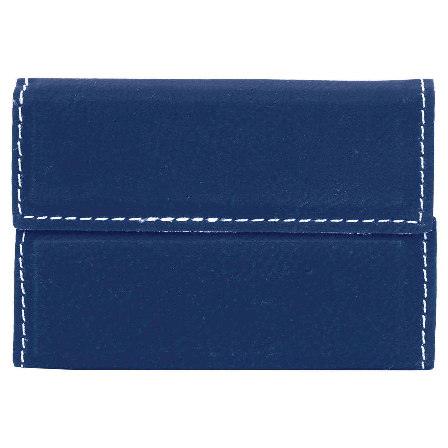 Personalized Laser Engraved 3 3/4" x 2 3/4" Blue/Silver  Leatherette Hard Business Card Holder