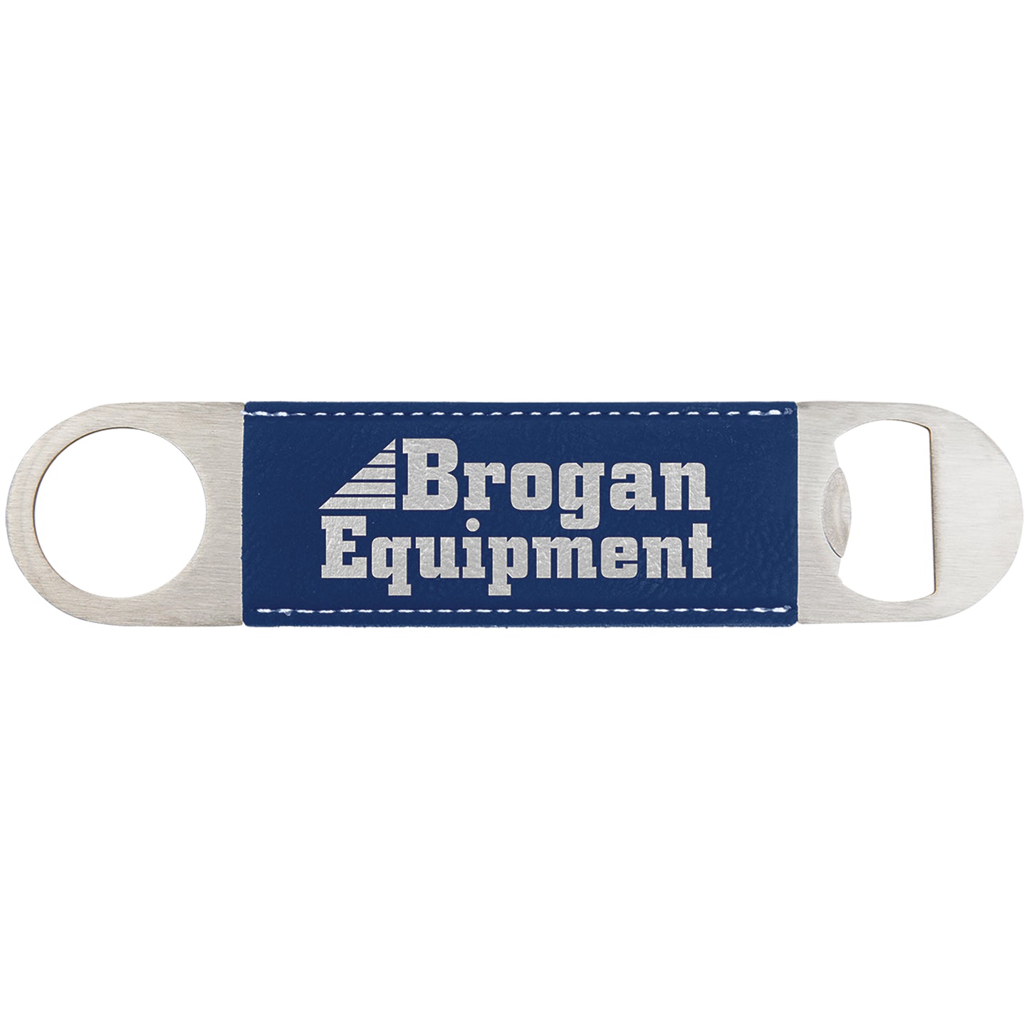 Personalized Laser Engraved 1 1/2" x 7" Blue/Silver  Leatherette Bottle Opener