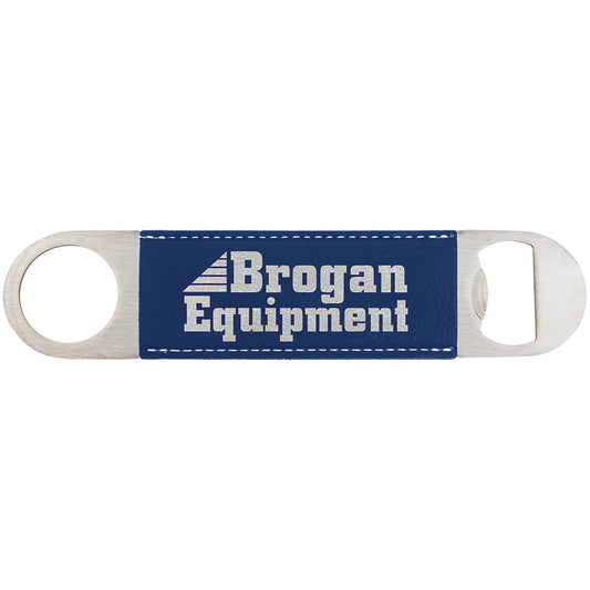 Personalized Laser Engraved 1 1/2" x 7" Blue/Silver  Leatherette Bottle Opener