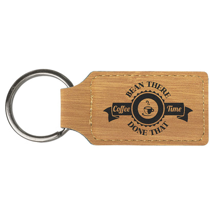 Personalized Laser Engraved 2 3/4" x 1 1/4" Bamboo  Leatherette Rectangle Keychain